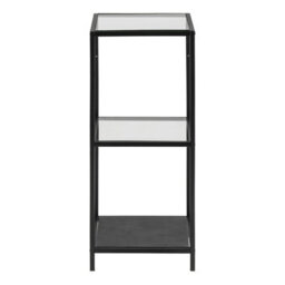 Wyld Haus El Paso Narrow Black Metal And Glass Bookcase, 2 Shelves - thumbnail 4