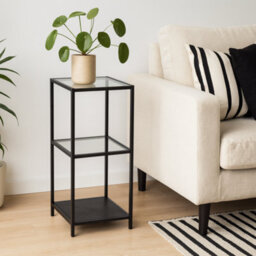 Wyld Haus El Paso Narrow Black Metal And Glass Bookcase, 2 Shelves