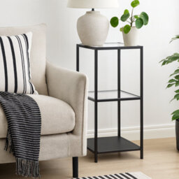 Wyld Haus El Paso Narrow Black Metal And Glass Bookcase, 2 Shelves - thumbnail 2