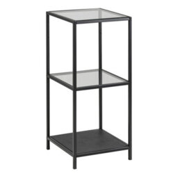 Wyld Haus El Paso Narrow Black Metal And Glass Bookcase, 2 Shelves - thumbnail 3