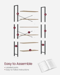 Songmics 6-Level Bookshelf Tower, Tall Bookcase Shelf, Freestanding, Organizer Shelf, Book Rack, Walnut And Black - thumbnail 8