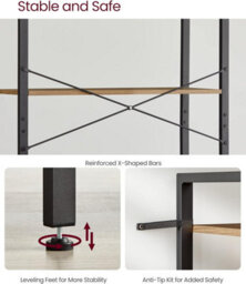 Songmics 6-Level Bookshelf Tower, Tall Bookcase Shelf, Freestanding, Organizer Shelf, Book Rack, Walnut And Black - thumbnail 4
