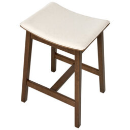 Wyld And Coco Everluxe Set Of 2 Backless Bar Chairs Dark Brown Rubberwood With Off-White Upholstered Seats - thumbnail 5