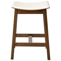 Wyld And Coco Everluxe Set Of 2 Backless Bar Chairs Dark Brown Rubberwood With Off-White Upholstered Seats - thumbnail 4