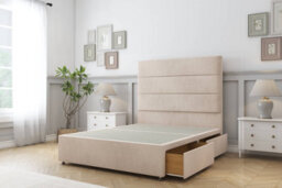 "Sloomy Texas Sand Naples Divan Bed Base 2 Drawers Same Side With 54"" Floor Standing Headboard 3' Single" - thumbnail 4