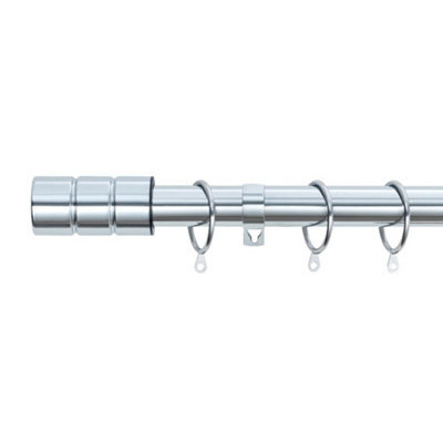 A.unique Home Plain Barrel Metal Extendable Curtain Pole With Rings And Fittings (25/28mm) - Nickel, 180Cm - 340Cm Approx - image 1