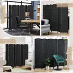 6 Panel Black Folding Privacy Room Divider - thumbnail 4