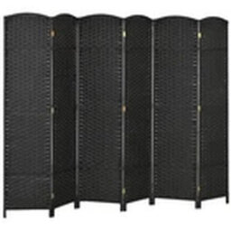 6 Panel Black Folding Privacy Room Divider