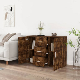 Berkfield Durable Sideboard Smoked Oak 91X29.5X65 Cm Engineered Wood - thumbnail 3