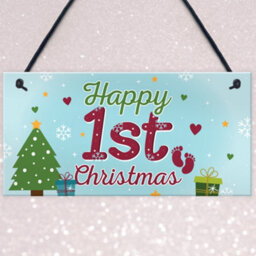 Red Ocean Baby Happy 1St First Christmas Xmas Hanging Sign Tree Decoration Bauble Newborn Child Gifts - thumbnail 3