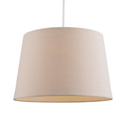 Happy Homewares Contemporary Light Taupe Linen Fabric Drum Lampshade With Cotton Inner - thumbnail 2