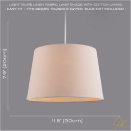 Happy Homewares Contemporary Light Taupe Linen Fabric Drum Lampshade With Cotton Inner - thumbnail 6