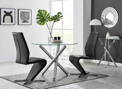 Furniturebox Uk Selina Round Dining Table And 2 Black Willow Chairs - image 1