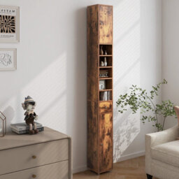 Costway 180 Cm Bathroom Tall Slim Cabinet Freestanding Storage Cabinet W/ Drawer-Brown - thumbnail 5
