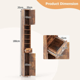 Costway 180 Cm Bathroom Tall Slim Cabinet Freestanding Storage Cabinet W/ Drawer-Brown - thumbnail 3