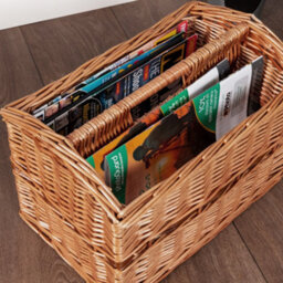 Dibor Vintage Style Wicker Double Magazine Rack Book Storage Basket - thumbnail 3