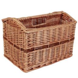 Dibor Vintage Style Wicker Double Magazine Rack Book Storage Basket - thumbnail 2