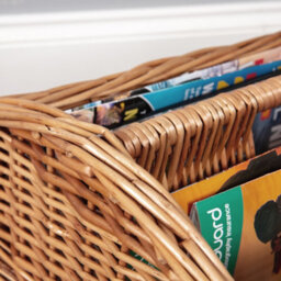 Dibor Vintage Style Wicker Double Magazine Rack Book Storage Basket - thumbnail 5