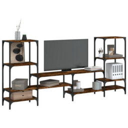 Berkfield Sturdy Tv Cabinet Smoked Oak 206.5X28.5X95 Cm Engineered Wood - thumbnail 2