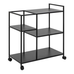 Wyld Haus Graz Matt Black Metal Serving Trolley With Wheels - thumbnail 5