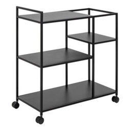 Wyld Haus Graz Matt Black Metal Serving Trolley With Wheels - thumbnail 3