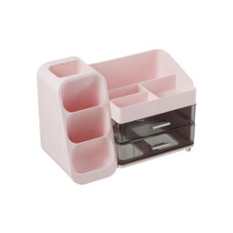Living And Home Pink Modern Multi-Compartment Cosmetic Storage Organiser With 2 Drawers, 34.2Cm W X 17.5Cm D X 25Cm H - thumbnail 5