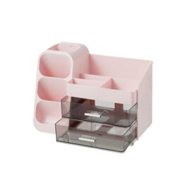 Living And Home Pink Modern Multi-Compartment Cosmetic Storage Organiser With 2 Drawers, 34.2Cm W X 17.5Cm D X 25Cm H - thumbnail 4