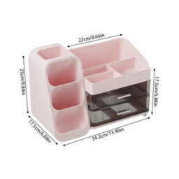 Living And Home Pink Modern Multi-Compartment Cosmetic Storage Organiser With 2 Drawers, 34.2Cm W X 17.5Cm D X 25Cm H - thumbnail 7