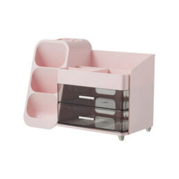 Living And Home Pink Modern Multi-Compartment Cosmetic Storage Organiser With 2 Drawers, 34.2Cm W X 17.5Cm D X 25Cm H - thumbnail 6