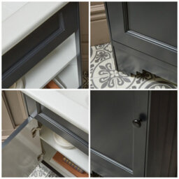 Homestylestore Black Grey 580mm Corner Bathroom Vanity Unit And Round Black Handles - thumbnail 2