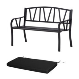 Wyld Haus Sutte Black 2-Seater Outdoor Metal Bench With Cushion And Decorative Backrest, L128 X D56 X H86Cm - thumbnail 2