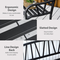 Wyld Haus Sutte Black 2-Seater Outdoor Metal Bench With Cushion And Decorative Backrest, L128 X D56 X H86Cm - thumbnail 5