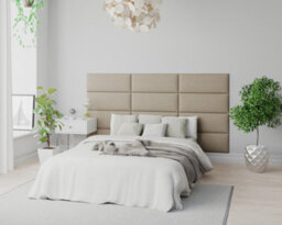 Aspire Easymount Wall Mounted Upholstered Panels, Modular Diy Headboard In Eire Linen Fabric, Natural (Pack Of 4) - thumbnail 4