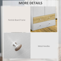 Homcom 2 Door Wardrobe White Wardrobe With Drawers And Hanging Rod For Bedroom - thumbnail 6