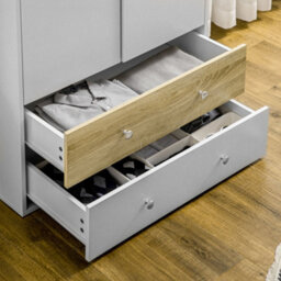 Homcom 2 Door Wardrobe White Wardrobe With Drawers And Hanging Rod For Bedroom - thumbnail 9