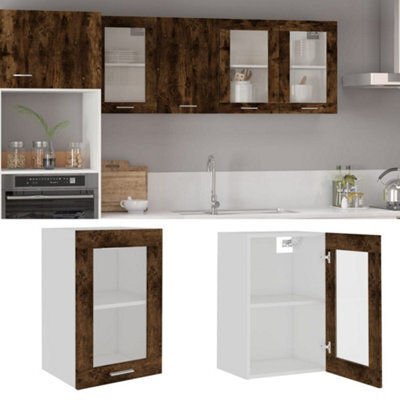 Berkfield Hanging Glass Cabinet Smoked Oak 40X31X60 Cm Engineered Wood - image 1