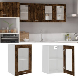 Berkfield Hanging Glass Cabinet Smoked Oak 40X31X60 Cm Engineered Wood