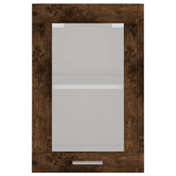 Berkfield Hanging Glass Cabinet Smoked Oak 40X31X60 Cm Engineered Wood - thumbnail 5