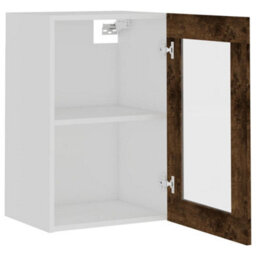 Berkfield Hanging Glass Cabinet Smoked Oak 40X31X60 Cm Engineered Wood - thumbnail 6