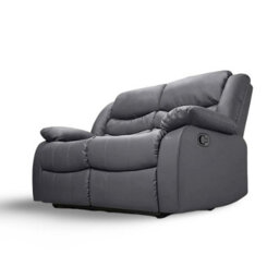 SquareBoxx Roma Recliner Leather Grey 3+2 Sofa Set, Armchair Inspired Home Theatre And Living Room Seating - thumbnail 4