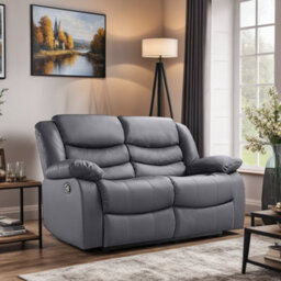 SquareBoxx Roma Recliner Leather Grey 3+2 Sofa Set, Armchair Inspired Home Theatre And Living Room Seating - thumbnail 3
