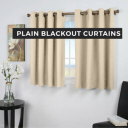 Ameha Plain Blackout Curtain Thick Thermal Insulated Ready Made Eyelet Cream Curtains 46''x 54'' Pair With 2X Tie Backs