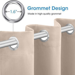 Ameha Plain Blackout Curtain Thick Thermal Insulated Ready Made Eyelet Cream Curtains 46''x 54'' Pair With 2X Tie Backs - thumbnail 9
