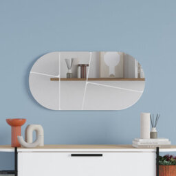 Decortie Otis White Modern Unframed Mirror Wall-Mounted Bathroom (H) 40Cm (W)80Cm - thumbnail 3