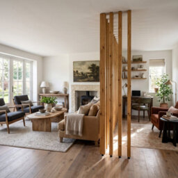 50Cm (5 Slats) 220Cm High Slatted Room Divider / Solid Wood Floor To Ceiling / Timber Partition - thumbnail 2