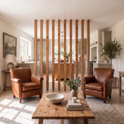 50Cm (5 Slats) 220Cm High Slatted Room Divider / Solid Wood Floor To Ceiling / Timber Partition - thumbnail 3