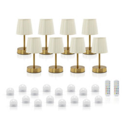 Auraglow Omniance Avalon Rechargeable Wireless Table Lamp With Remote - 8 Lamps, 16 Light Sources, 2 Remotes - thumbnail 1