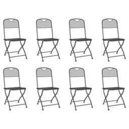 Walplus 9 Piece Garden Outdoor Dining Set Suitable For Backyard, Patio Anthracite Metal Mesh - thumbnail 3