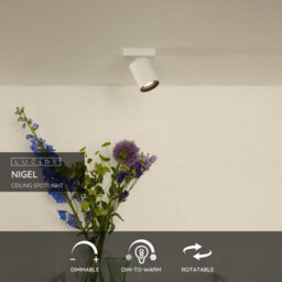 Lucide Nigel Modern Ceiling Spotlight - Led Dim To Warm - Gu10 - 1X5W 2200K/3000K - White - thumbnail 2