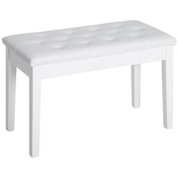Homcom Classic Piano Bench Padded Seat Wooden Makeup Stool, White - thumbnail 2